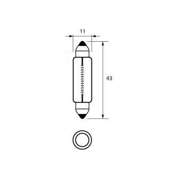 Bulb 12V 10W FESTOON 11x43mm  Pk1