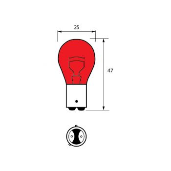 Bulb 12V 21/5W BAW15D RED Pk1