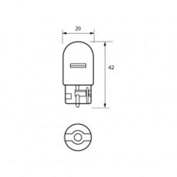 Bulb 12V 21/5W W3x16Q 20mm CAPLESS Pk10