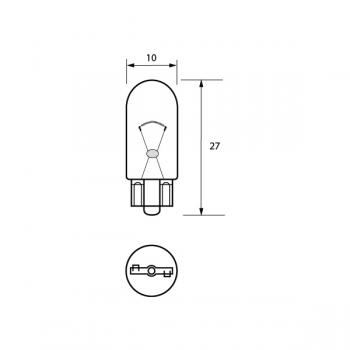 Bulb 12V 3W W2.1x9.5D 10mm  Pk1