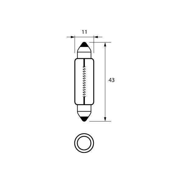 Bulb 12V 10W FESTOON 11x43mm  Pk1