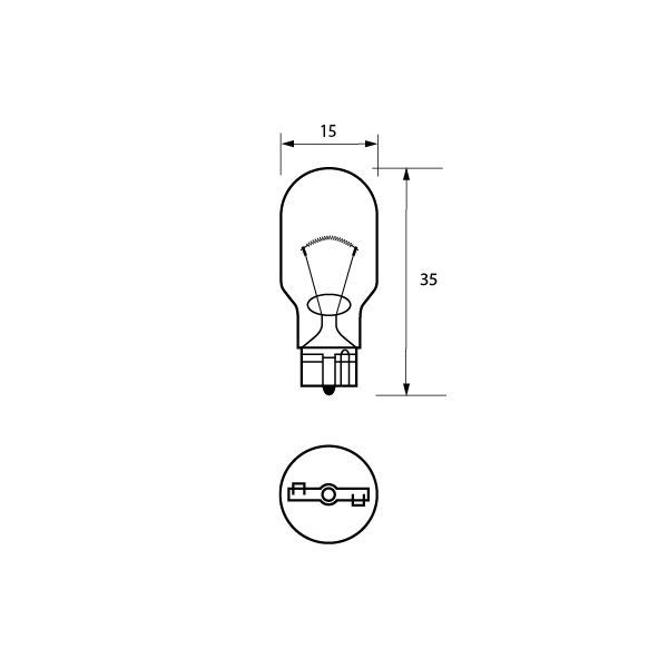 Bulb 12V 16W W2.1x9.5D 35mm  Pk1