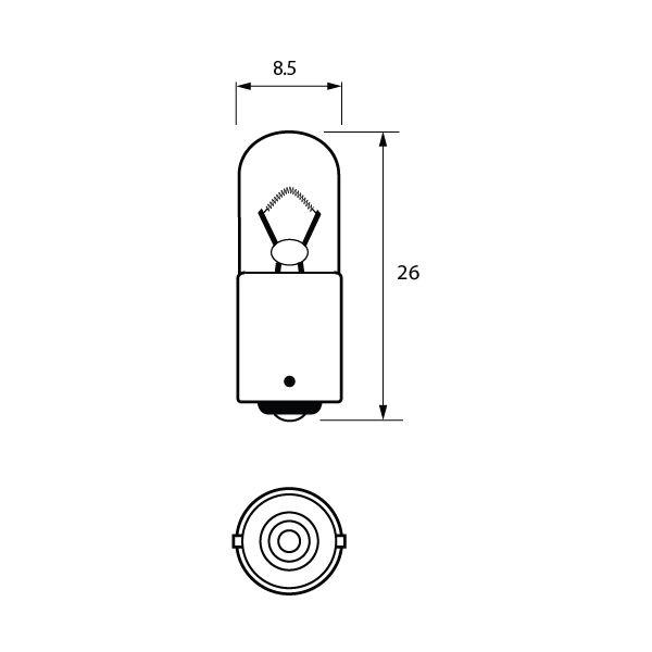 Bulb 12V 2W BA9S Pk1