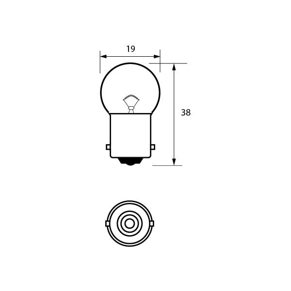 Bulb 12V 5W BA15S Pk1