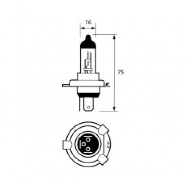 Bulb 12V 60/55W H4 P43T UV HALOGEN Pk1